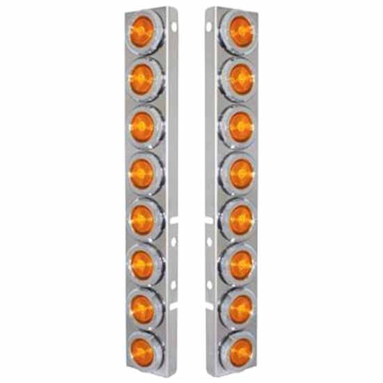 2 Inch Stainless Steel Front Air Cleaner Kit With Sixteen Flat Lights For Peterbilt 378, 379