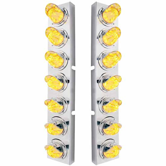 23 Inch Stainless Steel Front Air Cleaner Brackets W 14 - 11 Led Watermelon Lights For Kenworth W900L, W900L Aerocab