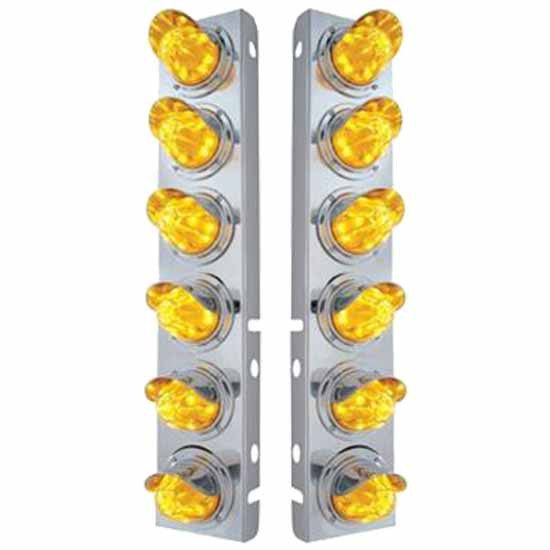 304 SS Front Air Cleaner Bracket With Twelve 11 Led Watermelon Lights And Bezel Option For Peterbilt 378, 379
