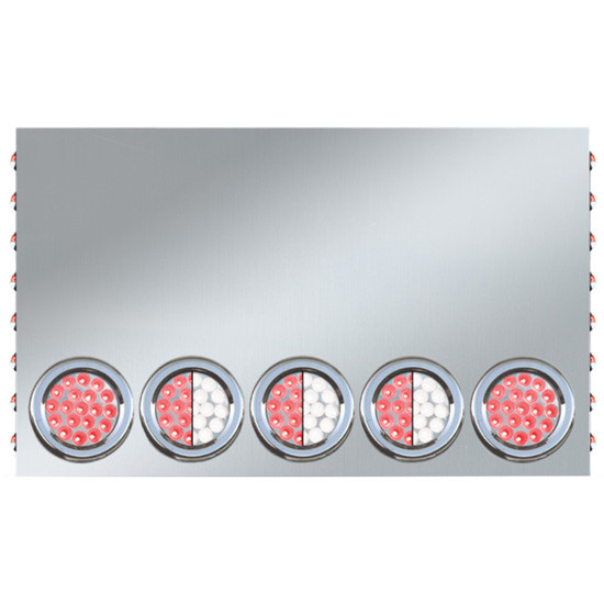 4 Inch SS Stop/Turn/Tail Center Panel With Five - Round And 16 - 3/4 Inch Button Led Lights