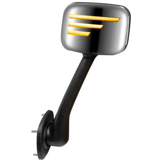 Chrome Hood Mirror Assembly With Sequential Led Turn Signal Light For Freightliner Cascadia 113, 125