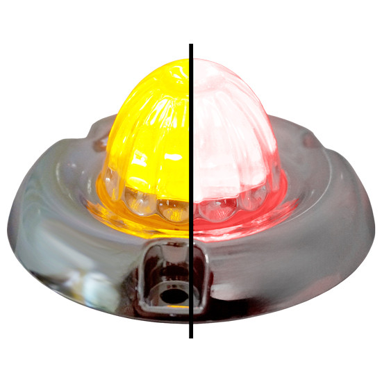 Legendary 1-1/2 Glass Watermelon Amber -Red 4 Wire Dual Tone Inset Chrome Bezel Led Light