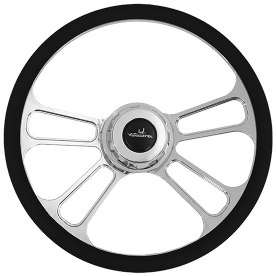 18 Inch Chrome 4 Spoke Half Black Leather Wrap Steering Wheel Kit By Vendetta