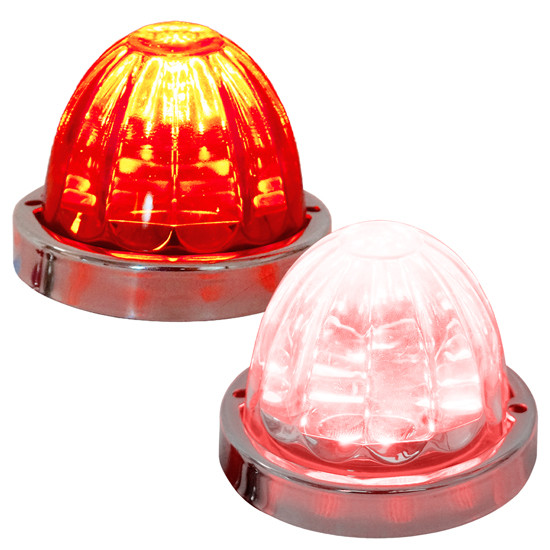Legendary 3-1/2 Glass Watermelon Red 3 Wire Dual Function Stainless Steel Bezel Led Lights