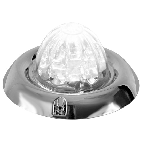 Legendary 3-1/2 Glass Watermelon Cool White 3 Wire Dual Function Chrome Inset Bezel Led Light