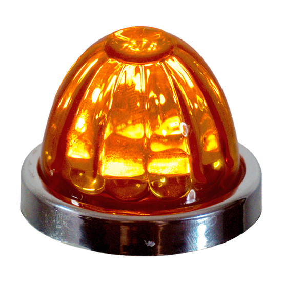 Legendary 1-1/2 Glass Watermelon Dark Amber 3 Wire Dual Function Chrome Bezel, Stud Mount Led Light