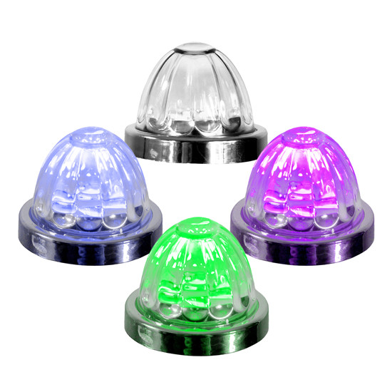 Legendary 1-1/2 Glass Watermelon Blue 3 Wire Dual Function Chrome Bezel, Stud Mount Led Light