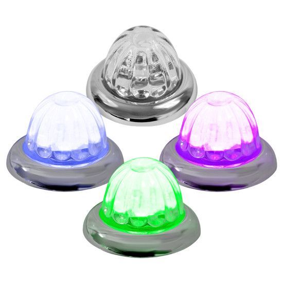 Legendary 1-1/2 Glass Watermelon 3 Wire Dual Function Chrome Bezel, Stud Mount Led Lights