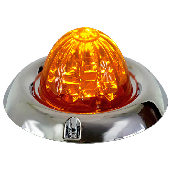 Legendary 3-1/2 Glass Watermelon Dark Amber 3 Wire Dual Function Chrome Inset Bezel Led Light