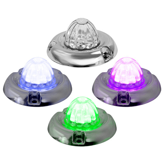 Legendary 1-1/2 Glass Watermelon Cool White 3 Wire Dual Function Chrome Inset Bezel Led Lights
