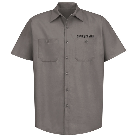 Csm Logo Red Kap Gray Short Sleeve Button Up Shirt