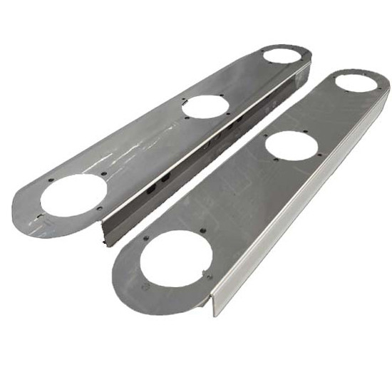 15 Inch SS Front Air Cleaner Light Brackets With Watermelon Holes - Radius Ends For Kenworth W900L
