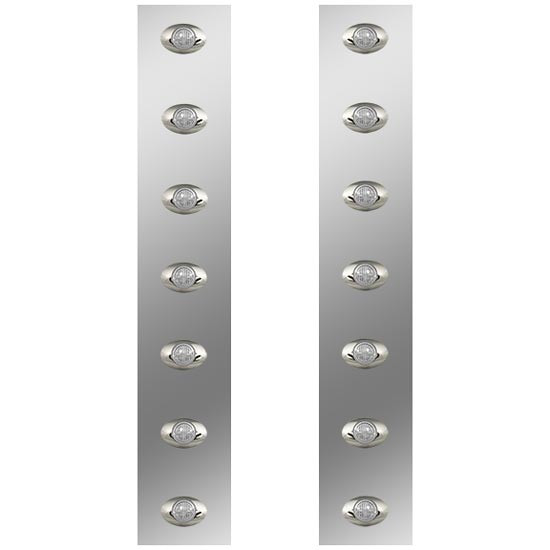 24.5 Inch Stainless Steel Front Air Cleaner Light Panels With 14 M3 Amber/Clear LEDs By Roadworks Fits Peterbilt With 15 Inch Breather