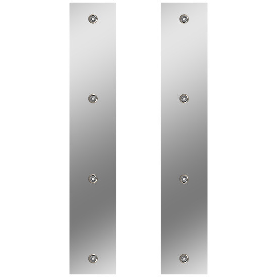 13 Inch Stainless Steel Front Air Cleaner Panels With 8 - 3/4 Inch Button Amber/Clear LEDs By Roadworks Fits Peterbilt With 15 Inch Breather