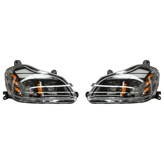 Projector Headlight Assembly W/ LEDs & Black Housing By BESTfit Fits Kenworth T680 Gen I