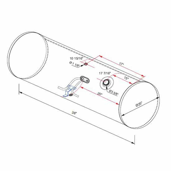 BESTfit 80 Gallon Front Fill Fuel Tank 25 X 38 Inch For Freightliner Passenger Side