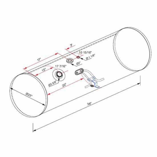 BESTfit 80 Gallon Front Fill Fuel Tank 25 X 38 Inch For Freightliner Driver Side