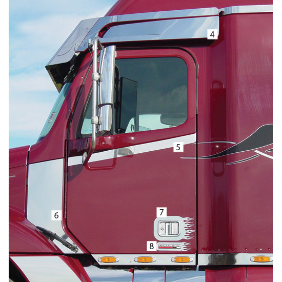 Stainless Steel Side Door Accent Trim For Freightliner Century And Columbia