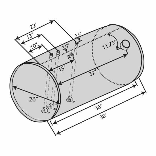 BESTfit 80 Gallon Rear Fill Fuel Tank 26 X 38 Inch Replaces 3907424C91 For International ProStar & 8600 Driver Side