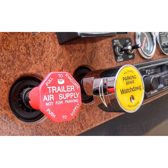 Watchdawg Chrome Tractor Trailer Parking Brake Locking Knob - Roll Pin Mount