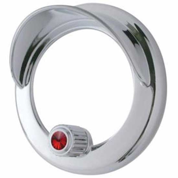 Chrome Clock Bezel W/ Visor And Red Crystal For Freightliner