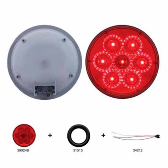 4 Inch 7 Diode Reflector Stop/ Turn And Tail Light Kit W/ Red LED & Red Lens