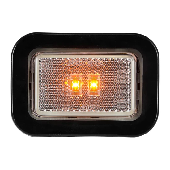 Rectangular Marker Led Light With Reflector Lens, Grommet And Pigtail - Amber Led / Clear Lens