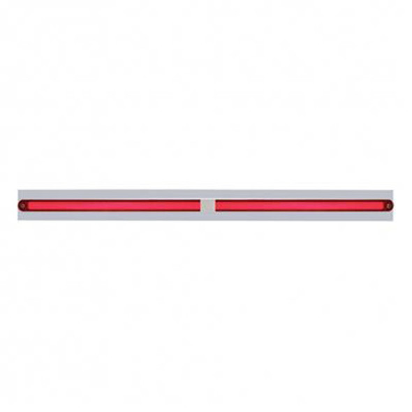 Chrome Top Mud Flap Plate W/Two 24 LED 12 Inch Glo Light Bars - Red LED /Red Lens