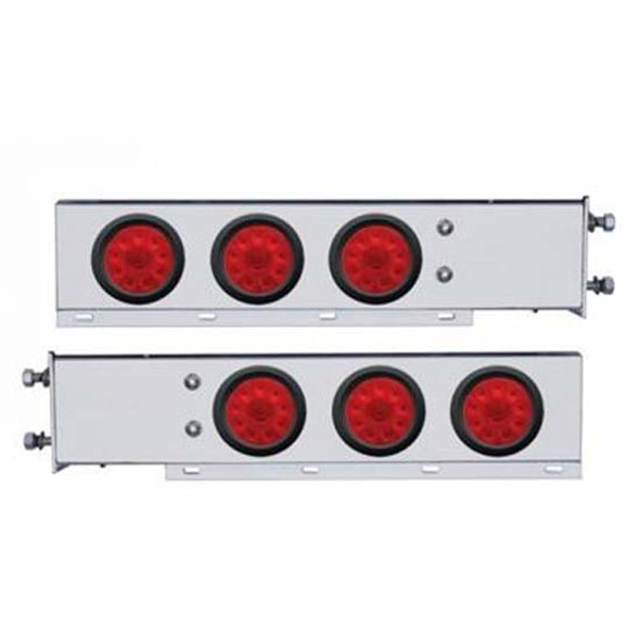 3 3/4 Inch Bolt Pattern Chrome Spring Loaded Rear Light Bar W/ Six 10 LED Lights Without Bezel - Red LED/ Red Lens