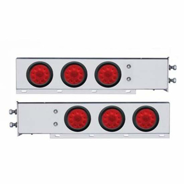 2 1/2 Inch Bolt Pattern Chrome Spring Loaded Rear Light Bar W/ Six 10 LED Lights Without Bezel - Red LED/ Red Lens