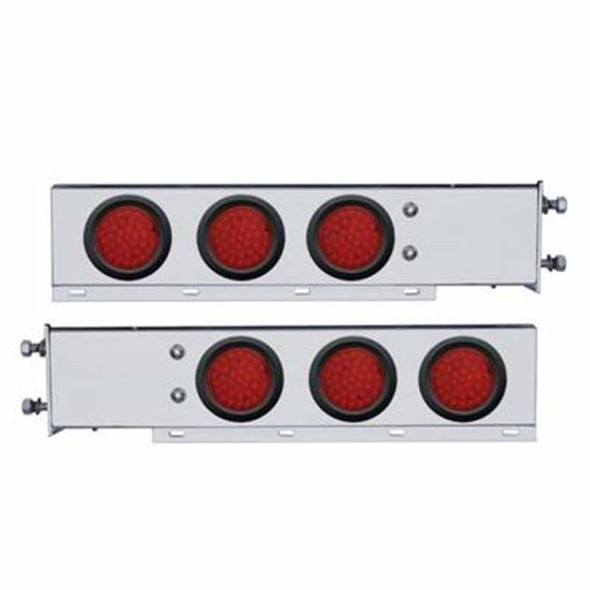 3 3/4 Inch Bolt Pattern Chrome Spring Loaded Rear Light Bar W/ Six 36 LED Lights Without Bezel - Red LED/ Red Lens