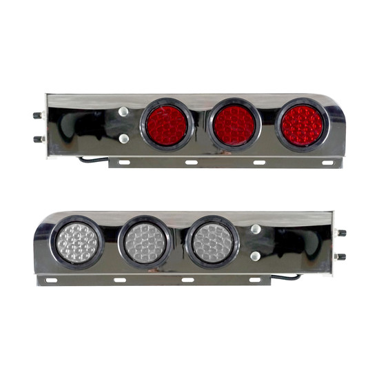 Stainless Steel Spring-Loaded Light Bars with Six 4 Inch LED Lights By Turnpike Truck Trim