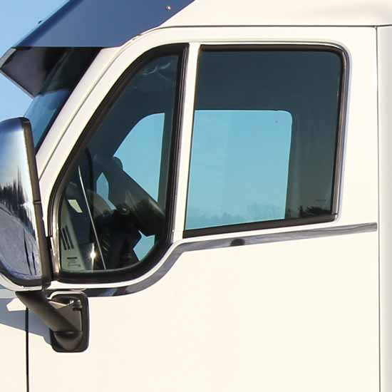 Stainless Steel 4-Piece Upper Door Under Window Trim Kit By Roadworks Fits Peterbilt 387, 587