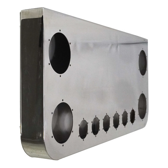 34 Inch 304 Stainless Steel Rear Center Panel W/ 4 Rnd 4 Inch & 6 Rnd 2 Inch Light Holes By Turnpike Truck time
