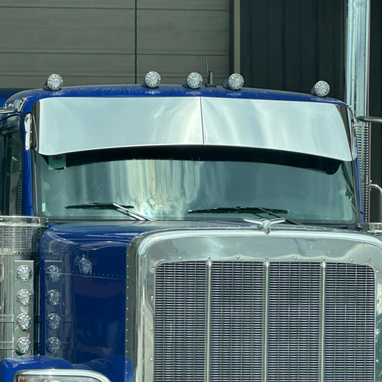 Stainless Steel Sweep Visor By 12 Gauge Customs Fits Peterbilt 589