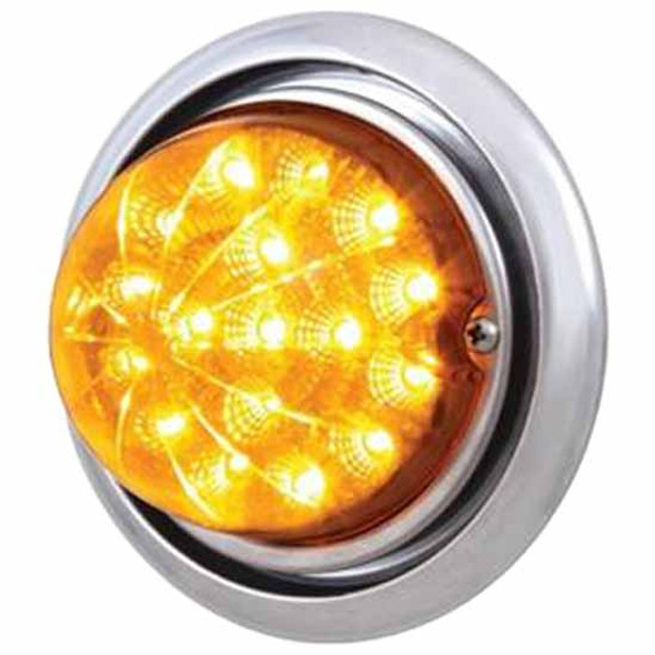 17 LED Dual Function Reflector Front Bumper Light W/Out Visor - Amber LED/ Amber Lens For Freightliner Columbia 2001-2010