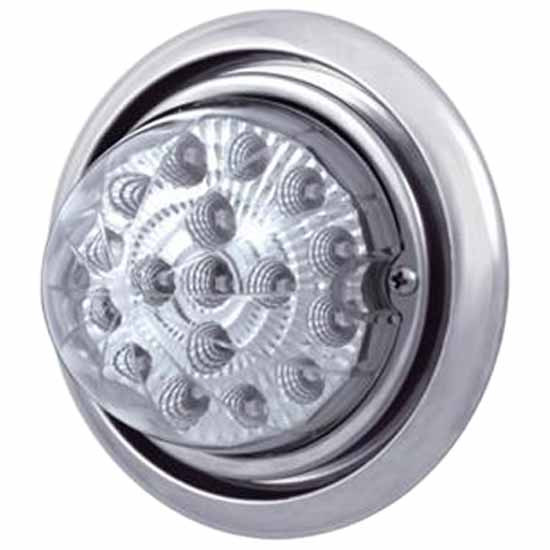 17 LED Dual Function Reflector Front Bumper Light W/Out Visor - Amber LED/ Clear Lens For Freightliner Columbia 2001-2010