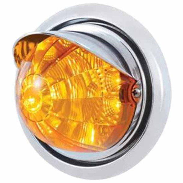 17 LED Reflector Watermelon Front Bumper Light W/ Visor - Amber LED/ Amber Lens For Freightliner Columbia 2001-2010