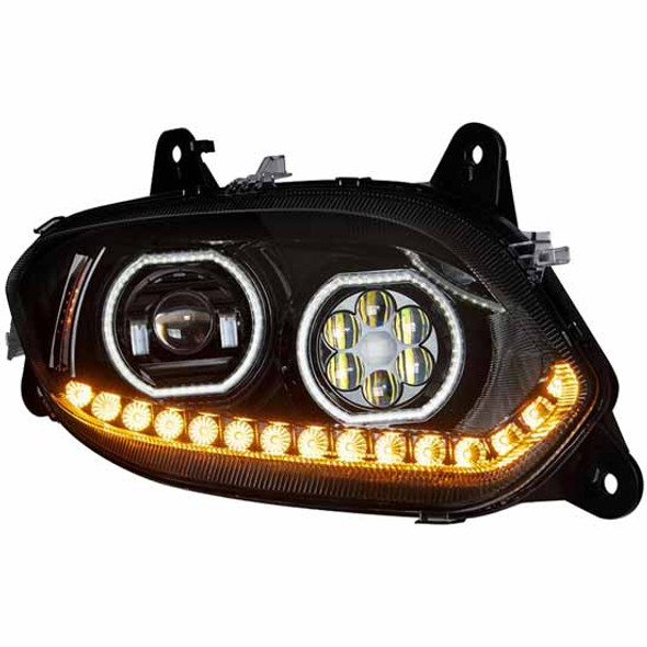 Black 17 LED Headlight Assembly W/ Sequential Turn Signal, Passenger Side For International LT