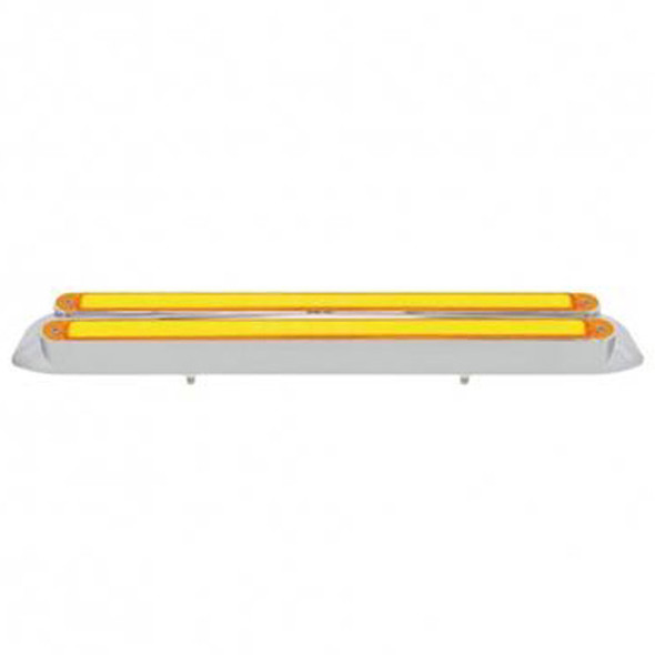 Dual 24 LED 12 Inch Glo Light Bar W/ Dual Function & Bezel - Amber LED/ Amber Lens