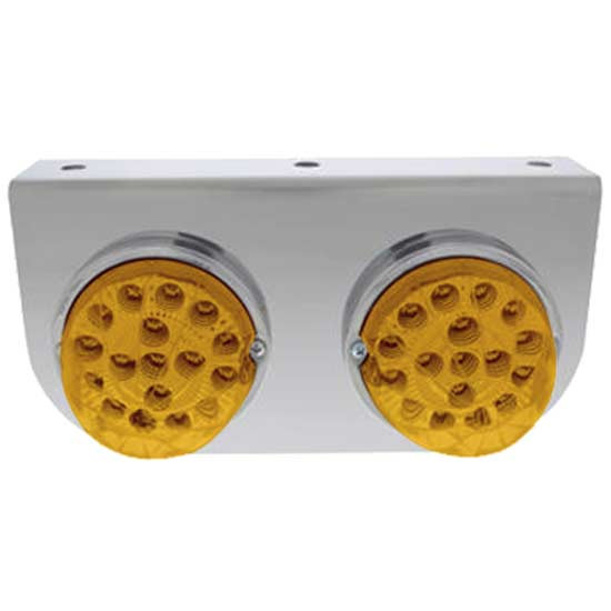 Stainless Steel Light Bracket W/ Two 17 LED Dual Function Reflector Lights, Amber LED/ Amber Lens