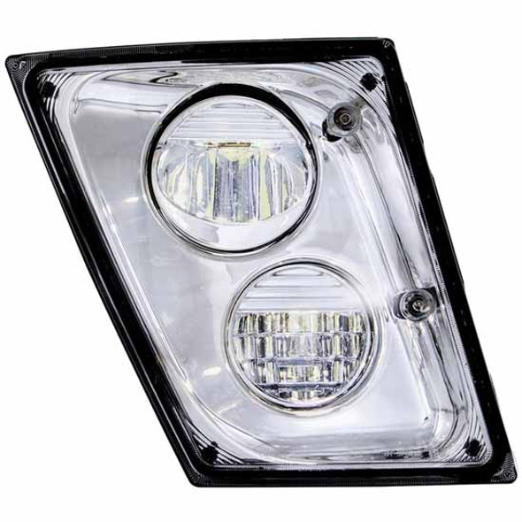 Chrome 2 LED Driving & Fog Light, Passenger Side W/ High Power Diodes For Volvo VNL Gen II
