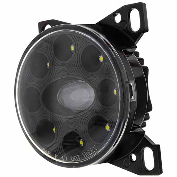 4 1/4 Inch 9 LED Projector Fog Light W/ Black Housing & LED Position Lights For Kenworth T660, Peterbilt 579, 587