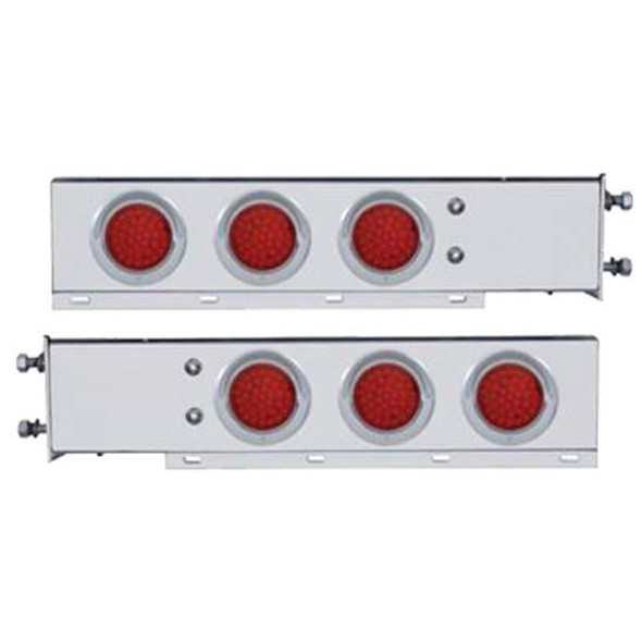 304 SS Spring Loaded Rear Light Bar With 3 3/4 Inch Bolt Pattern & Six 36 LED Lights With Visors - Red LED/ Red Lens