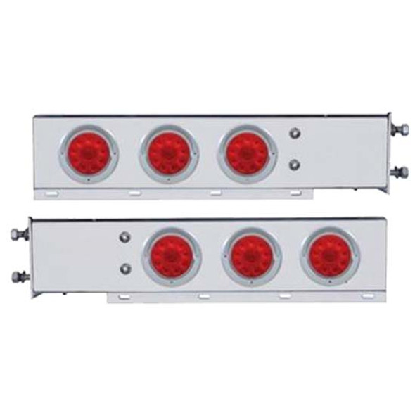 430 SS Spring Loaded Rear Light Bar With 2 1/2 Inch Bolt Pattern & Six 10 LED Lights With Visors - Red LED/ Red Lens