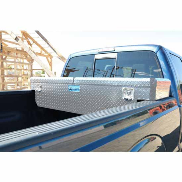 Merritt Aluminum Diamond Plate Extra Wide Crossbody Box, 16 X 26 X 70 In, Double Door, White, For Full Size Truck