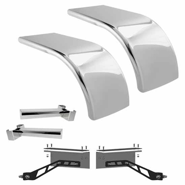 Hogebuilt 68 Inch 304 Stainless Steel Half Fender Kit For Peterbilt W/ Air Trac Suspension With 22.5 Inch Tires Hogebuilt 68 Inch 304 Stainless Steel Half Fender Kit For Peterbilt W/ Air Trac Suspension With 22.5 Inch Tires