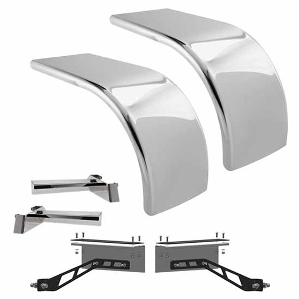 Hogebuilt 72 Inch 304 Stainless Steel Low Rider Half Fender Kit  For Peterbilt W/ Low Air Leaf Suspension With 24.5 Inch Tires Hogebuilt 72 Inch 304 Stainless Steel Low Rider Half Fender Kit  For Peterbilt W/ Low Air Leaf Suspension With 24.5 Inch Tires