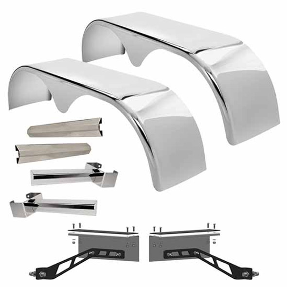 Hogebuilt 105 Inch 304 Stainless Steel Teardrop Full Fender Kit For Peterbilt 2004 Thru Older W/ Low Air Leaf Suspension Hogebuilt 105 Inch 304 Stainless Steel Teardrop Full Fender Kit For Peterbilt 2004 Thru Older W/ Low Air Leaf Suspension