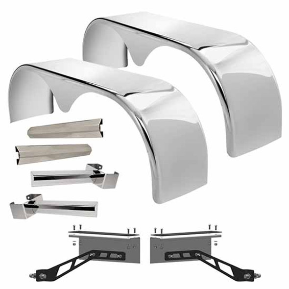 Hogebuilt 105 Inch 304 Stainless Steel Low Rider Teardrop Full Fender Kit  For Peterbilt Low Air Leaf Suspension Hogebuilt 105 Inch 304 Stainless Steel Low Rider Teardrop Full Fender Kit  For Peterbilt Low Air Leaf Suspension